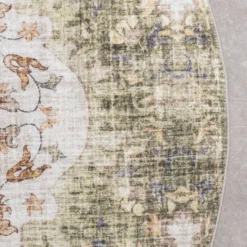 Vintage Gartenteppich Rund - Santo Mandala Grün