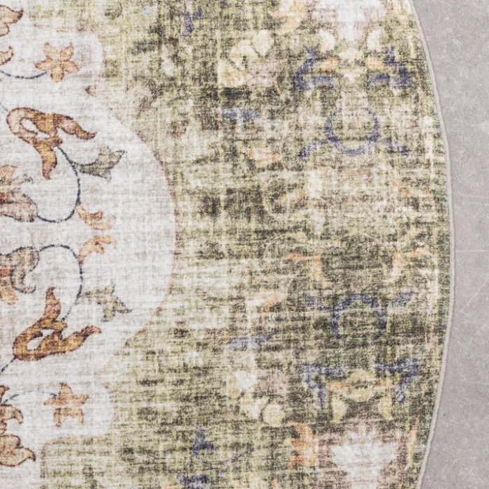 Vintage Gartenteppich Rund - Santo Mandala Grün