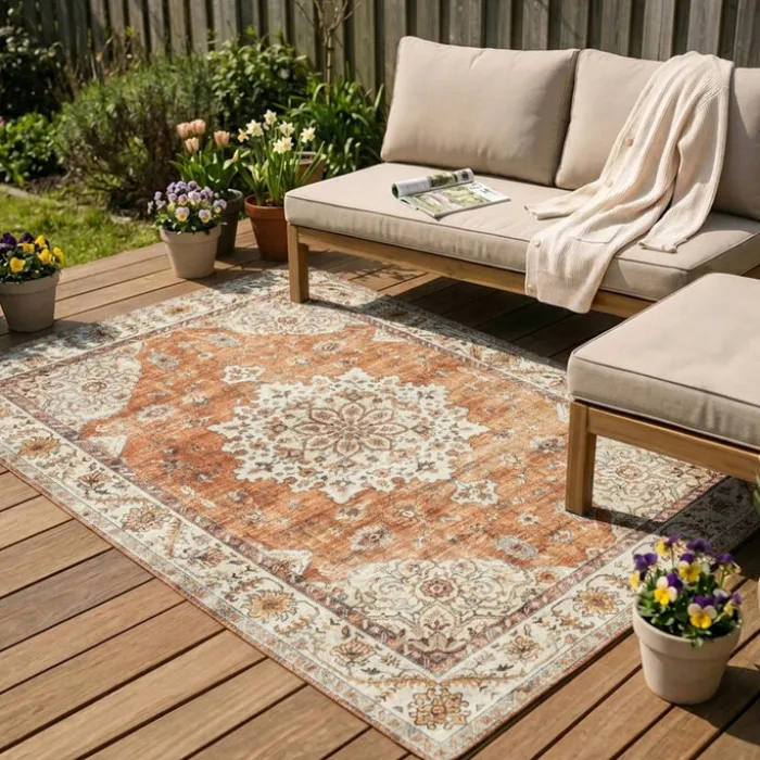 Vintage Gartenteppich - Santo Medaillon Terrakotta