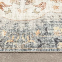 Vintage Gartenteppich - Santo Mandala Blau Grau