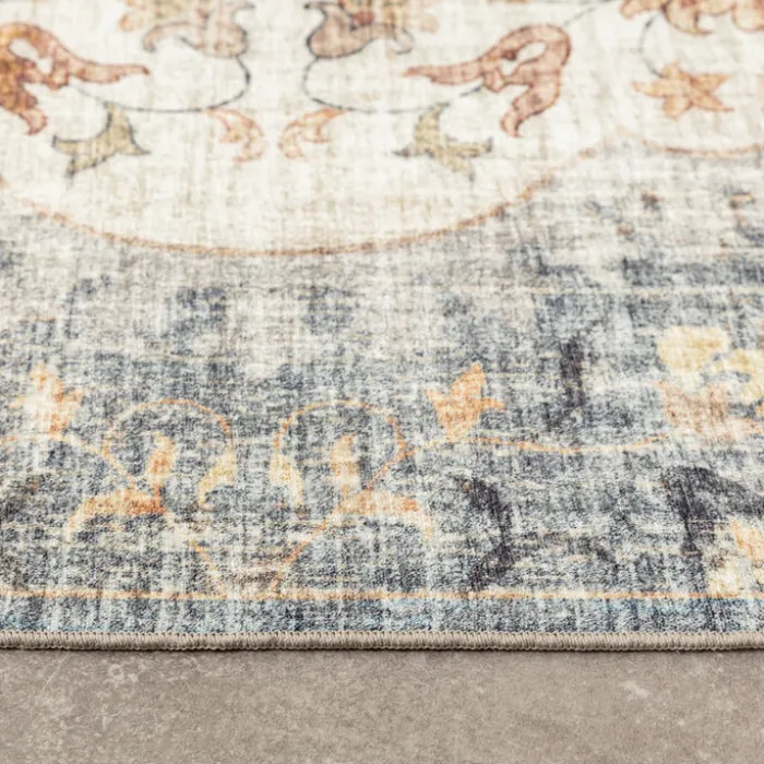 Vintage Gartenteppich - Santo Mandala Blau Grau