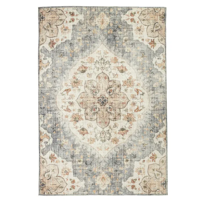 Vintage Gartenteppich - Santo Mandala Blau Grau