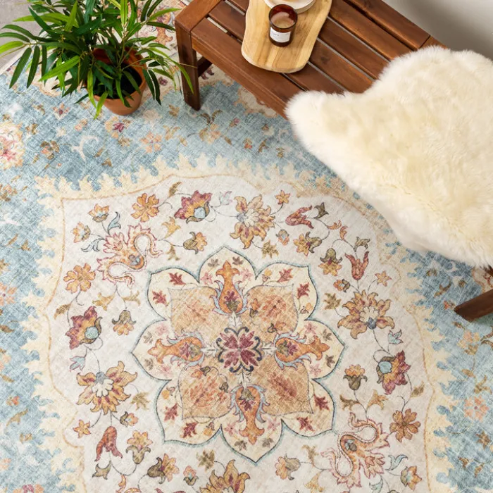 Vintage Gartenteppich - Santo Mandala Hellblau