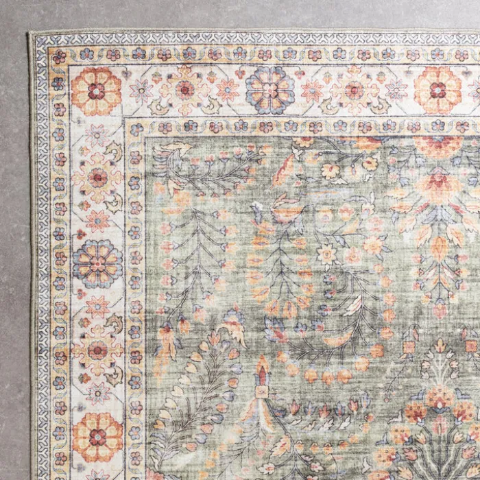 Vintage Gartenteppich - Santo Flora Olivgrün
