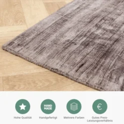 Viskose Teppich Rund - Pearl Grau