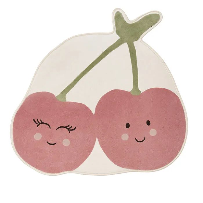 Waschbarer Kinderteppich - Berry Kirschen Rot