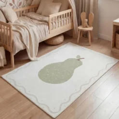 Waschbarer Kinderteppich - Mick Birne Grün