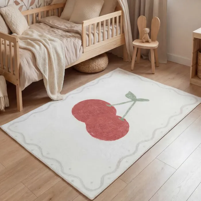 Waschbarer Kinderteppich - Mick Kirsche Rot