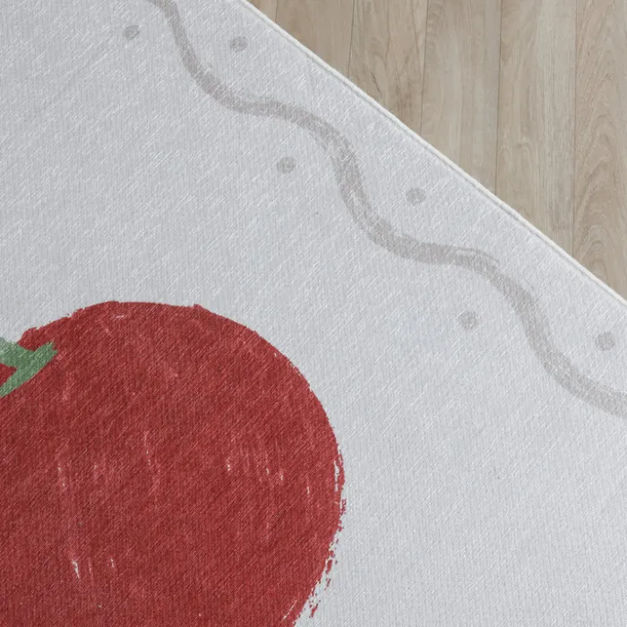 Waschbarer Kinderteppich - Mick Kirsche Rot