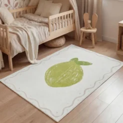 Waschbarer Kinderteppich - Mick Limette Grün
