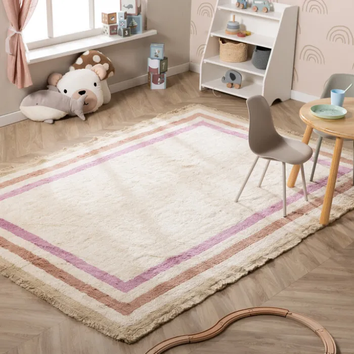 Waschbarer Kinderteppich - Milo Rosa