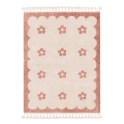 Waschbarer Kinderteppich - Moos Flower Rosa