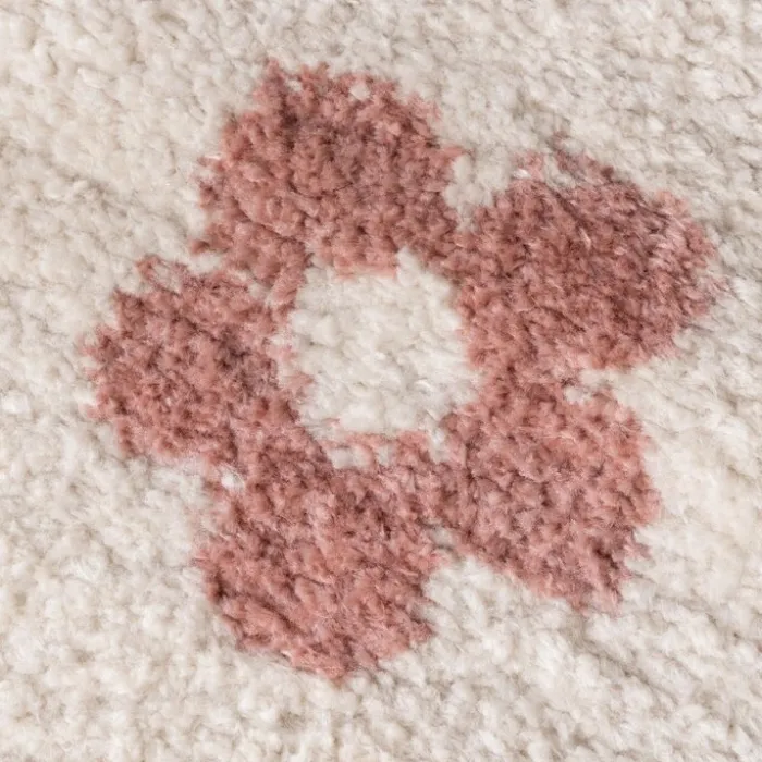 Waschbarer Kinderteppich - Moos Flower Rosa