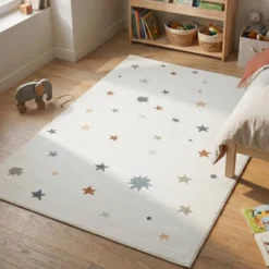 Waschbarer Kinderteppich - Ravi Stars Bunt