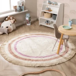 Waschbarer Kinderteppich Rund - Milo Rosa