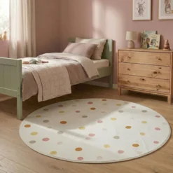 Waschbarer Kinderteppich Rund - Evi Confetti Bunt
