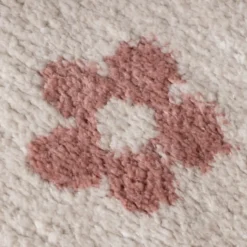 Waschbarer Kinderteppich Rund - Moos Flower Rosa
