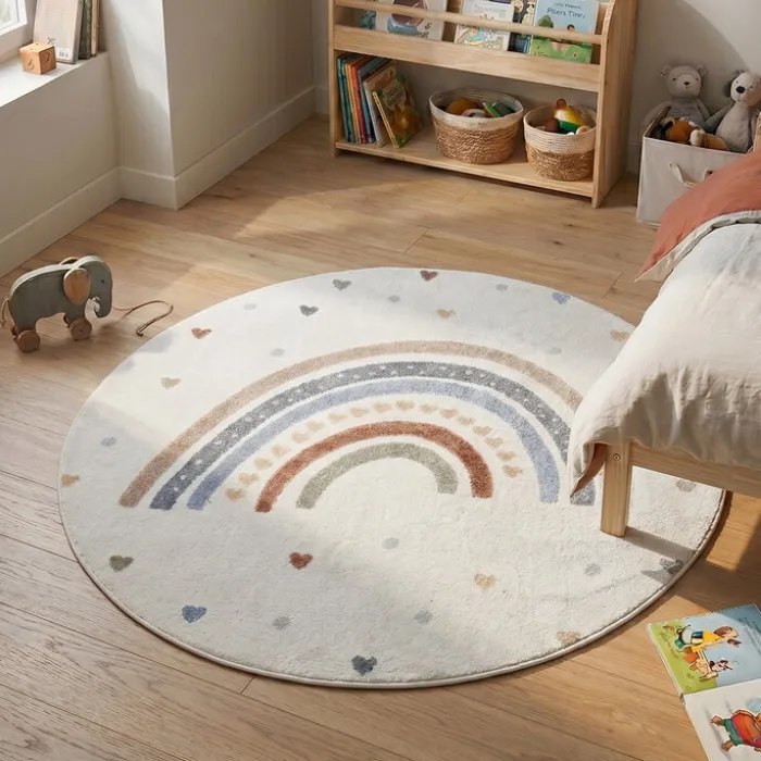 Waschbarer Kinderteppich Rund - Ravi Rainbow Bunt