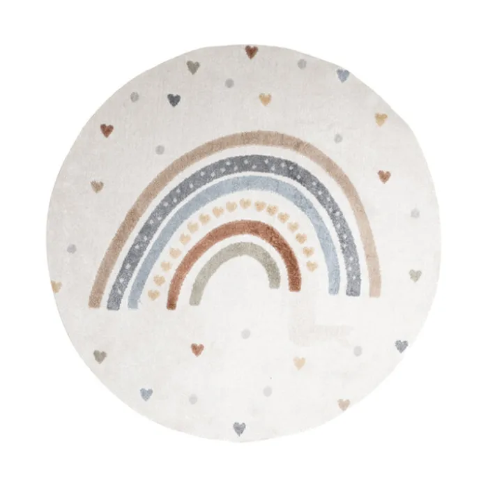 Waschbarer Kinderteppich Rund - Ravi Rainbow Bunt