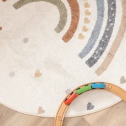 Waschbarer Kinderteppich Rund - Ravi Rainbow Bunt