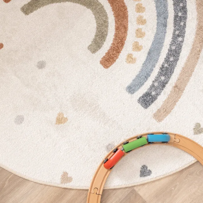 Waschbarer Kinderteppich Rund - Ravi Rainbow Bunt