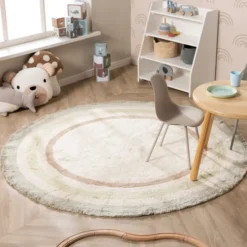 Waschbarer Kinderteppich Rund - Milo Grün