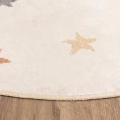 Waschbarer Kinderteppich Rund - Ravi Stars Bunt