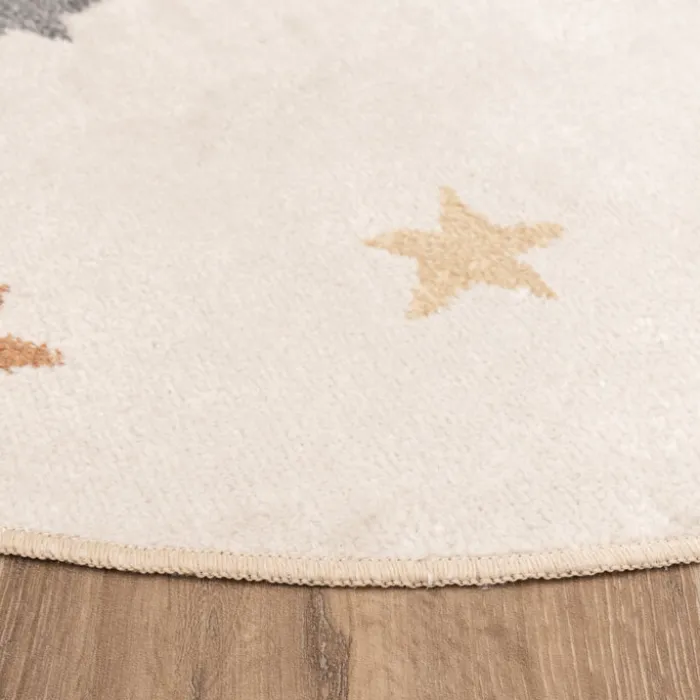 Waschbarer Kinderteppich Rund - Ravi Stars Bunt