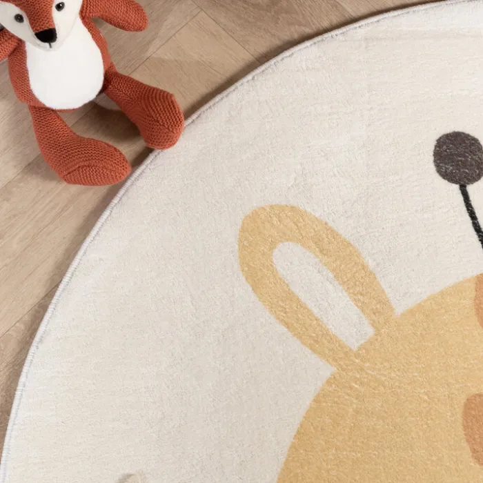 Waschbarer Spielteppich Rund - Sammy Giraffe Gelb