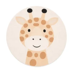 Waschbarer Spielteppich Rund - Sammy Giraffe Beige