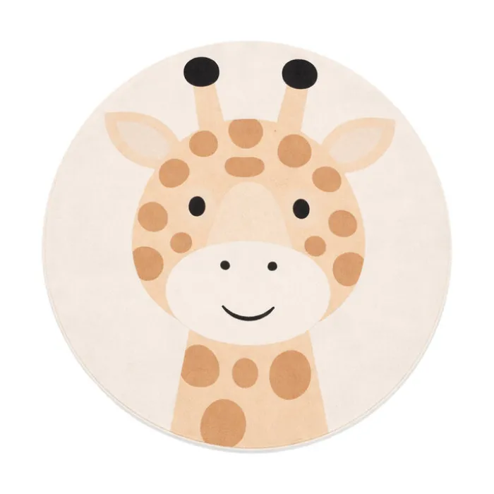 Waschbarer Spielteppich Rund - Sammy Giraffe Beige