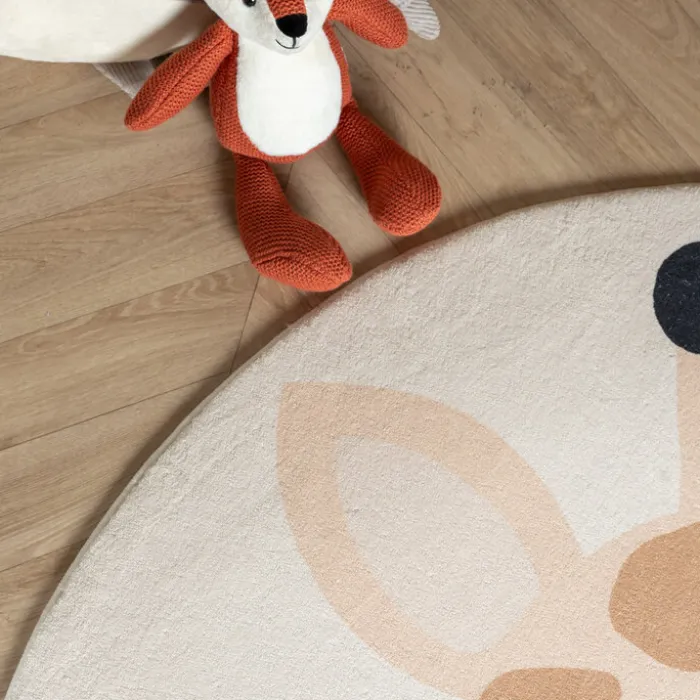 Waschbarer Spielteppich Rund - Sammy Giraffe Beige