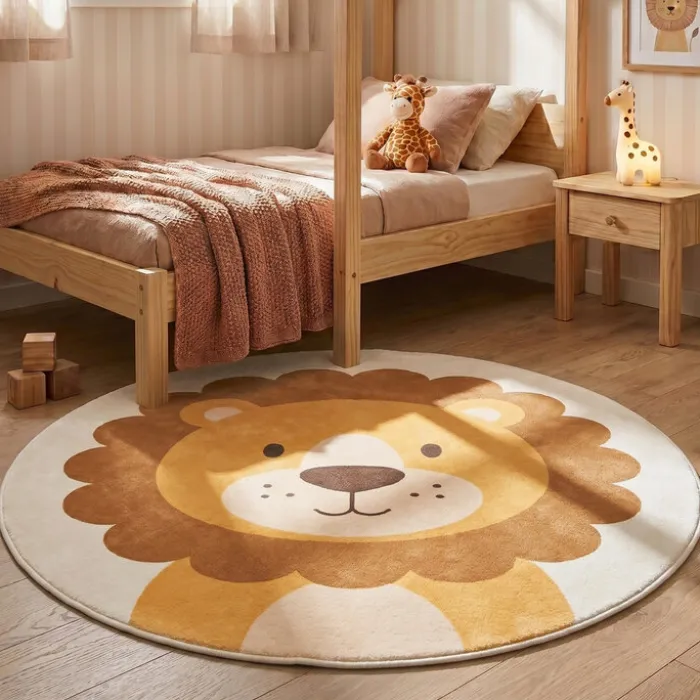 Waschbarer Spielteppich Rund - Sammy Lion Braun