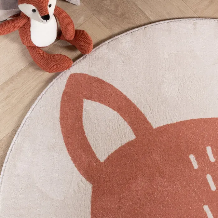 Waschbarer Spielteppich Rund - Sammy Fox Orange
