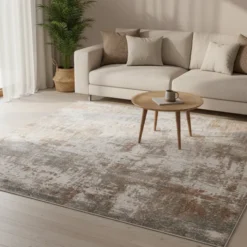 Waschbarer Teppich Abstrakt - Misha Grunge Creme Braun