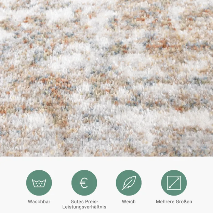 Waschbarer Teppich Abstrakt - Misha Grunge Creme Braun