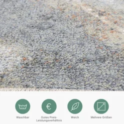 Waschbarer Teppich Abstrakt - Misha Lines Creme Grau