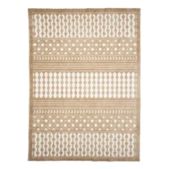Waschbarer Teppich - Dunya Geo Beige Weiß