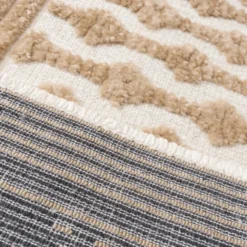 Waschbarer Teppich - Dunya Geo Beige Weiß