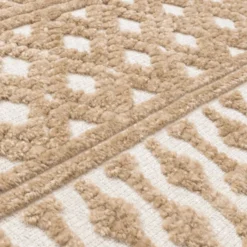 Waschbarer Teppich - Dunya Geo Beige Weiß