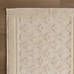 Waschbarer Teppich - Dunya Geo Weiß