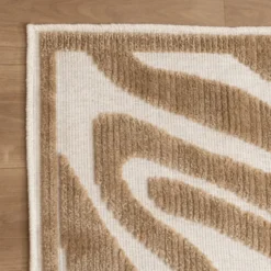 Waschbarer Teppich - Dunya Zebra Beige Weiß