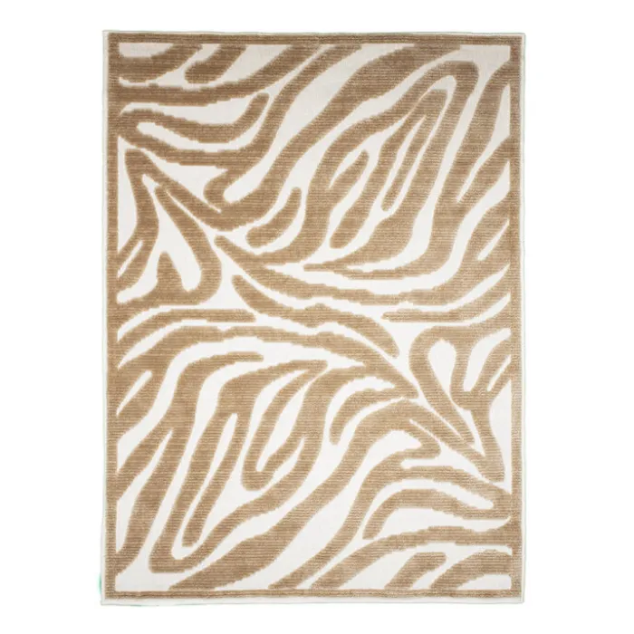 Waschbarer Teppich - Dunya Zebra Beige Weiß