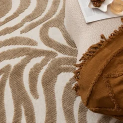 Waschbarer Teppich - Dunya Zebra Beige Weiß