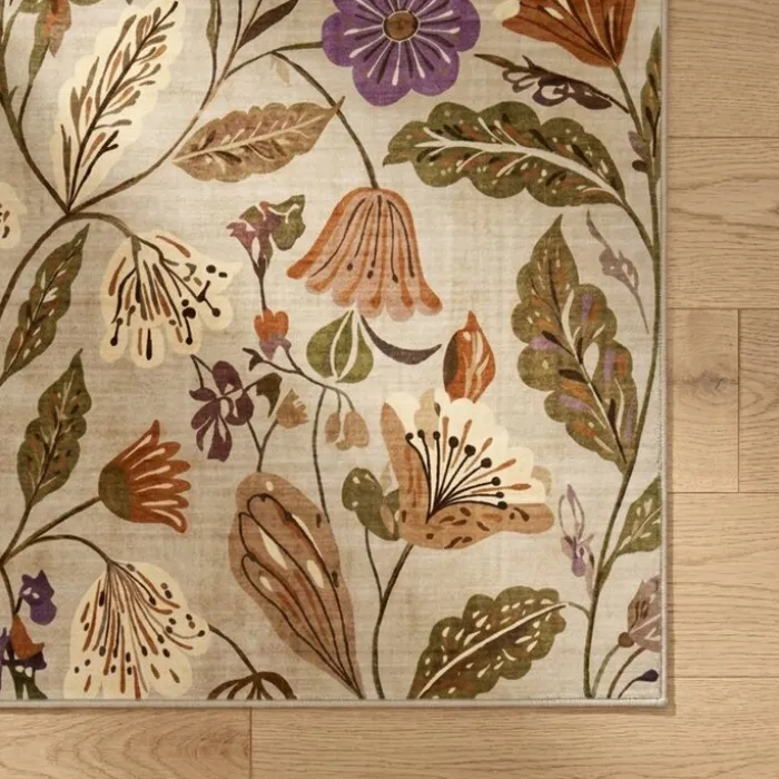 Waschbarer Teppich - Misty Flowers Creme
