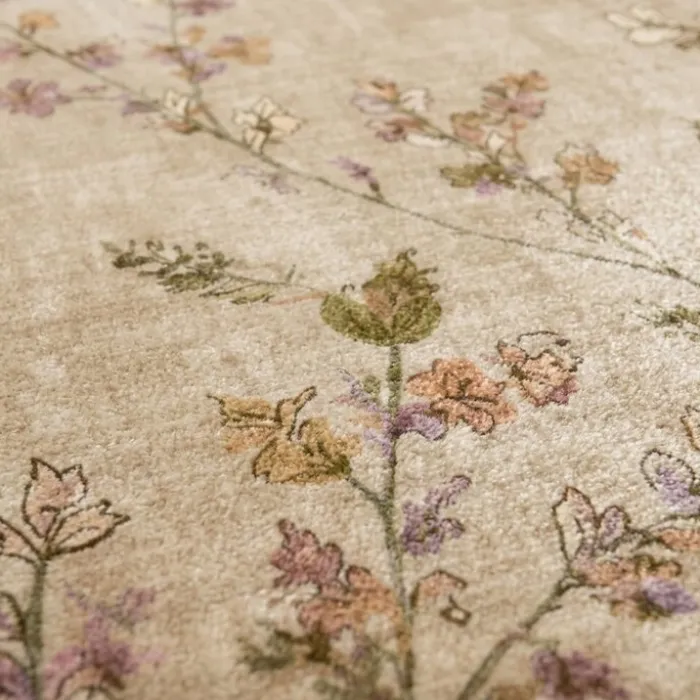 Waschbarer Teppich - Misty Floral Creme