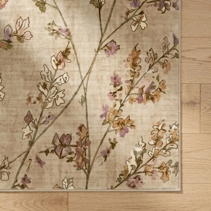 Waschbarer Teppich - Misty Floral Creme