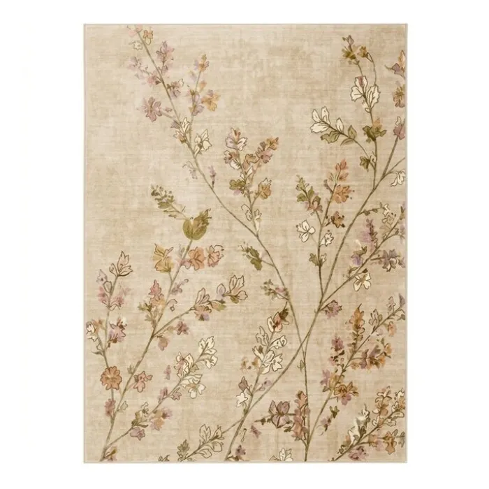 Waschbarer Teppich - Misty Floral Creme