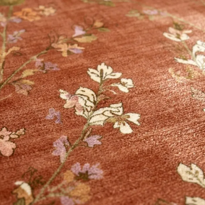 Waschbarer Teppich - Misty Floral Terrakotta