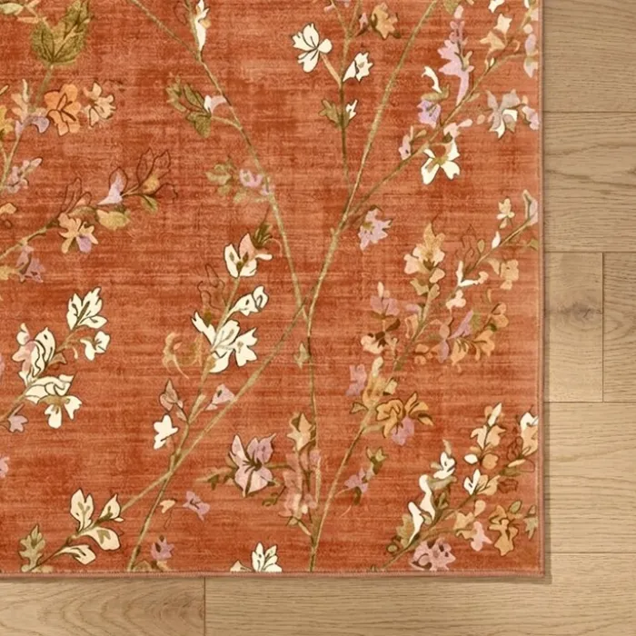 Waschbarer Teppich - Misty Floral Terrakotta